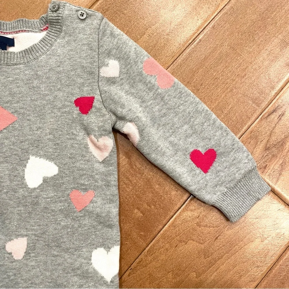 Baby Gap Knit Sweater Set One-Piece 12-18 months Grey Pink White Red Hearts